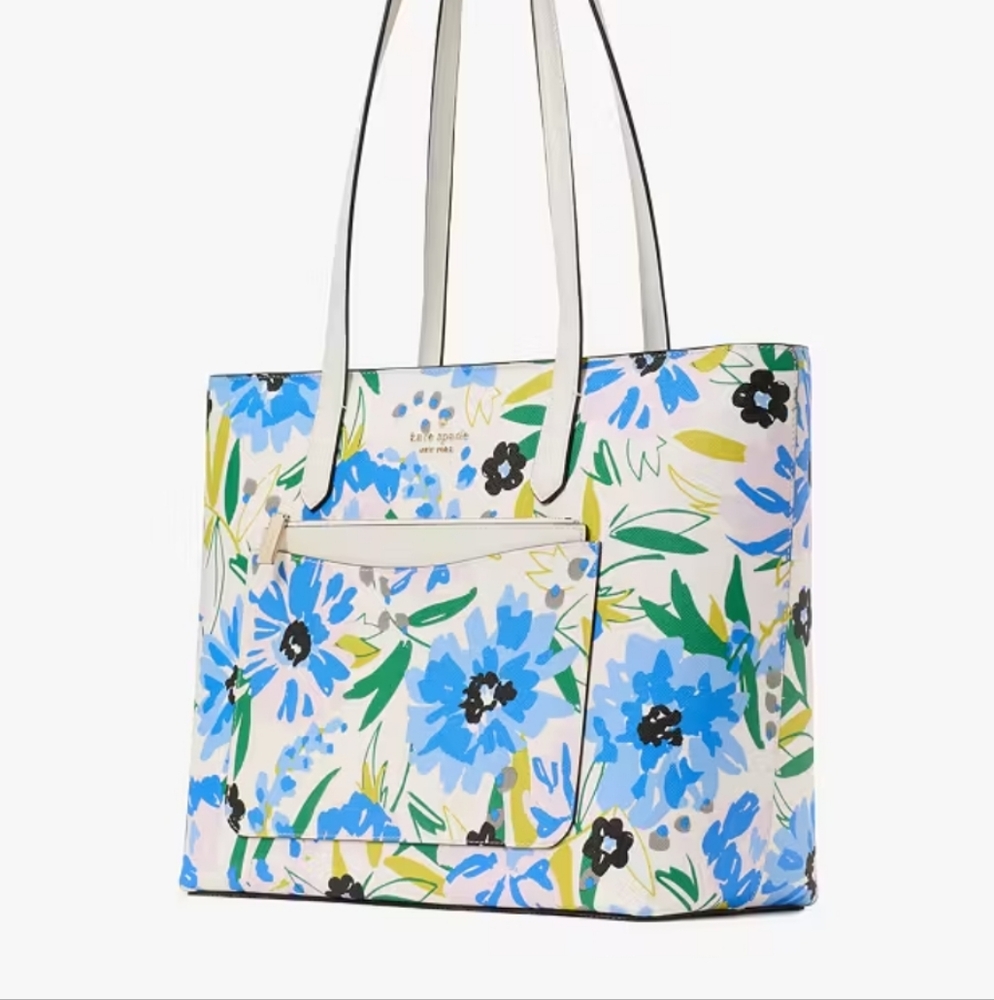 Kate Spade Staci Floral Tote Bag Set - Blue and White